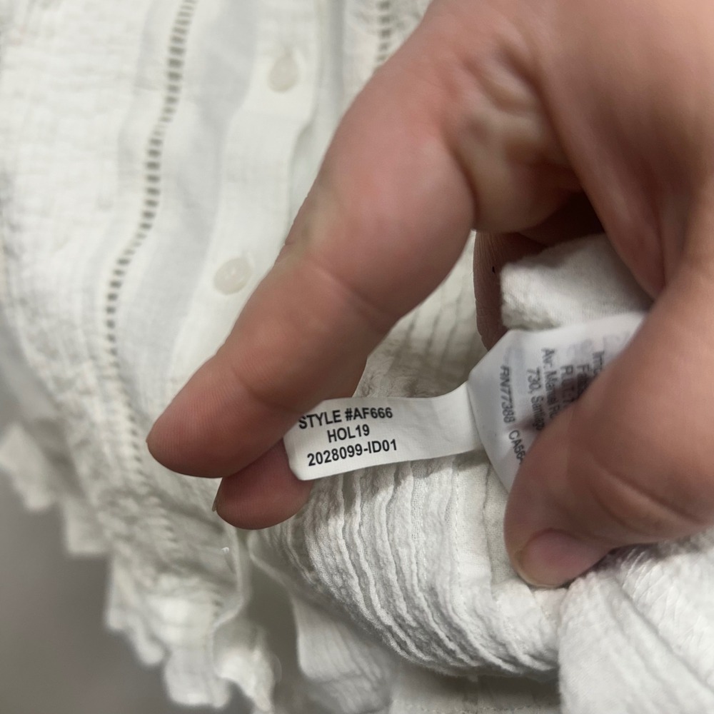 Madewell White Cotton Gauze Pintuck Ladder Lace Ruffle Hem Blouse AF666 XS - Picture 6 of 8